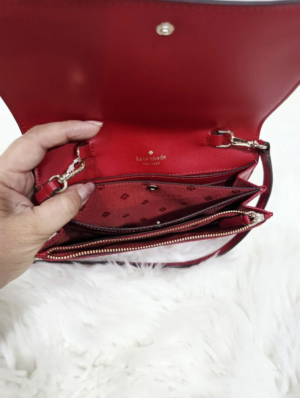 Kate Spade Red Leather Crossbody Wallet Clutch Purse Phone Bag